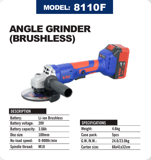 SALI ANGLE GRINDER BRUSHLESS 8110F (100MM)