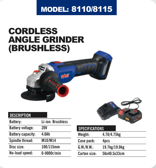 SALI CORDLESS ANGLE GRINDER BRUSHLESS 8110/8115 (20V)