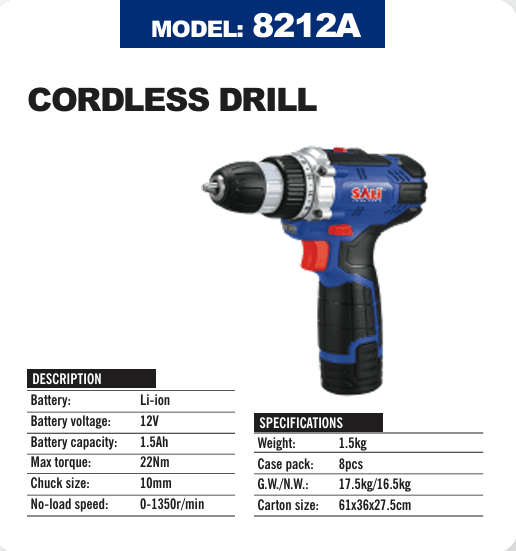 SALI CORDLESS DRILL 8212A (12V)